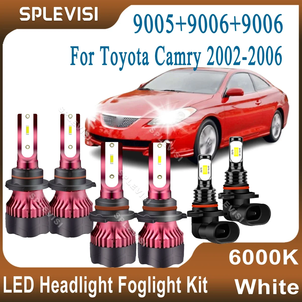 

LED Car Lights High Low Beam 9005 9006 Foglight 9006 Kit Upgrade CSP Chips 6000K White For Toyota Camry 2002 2003 2004 2005 2006