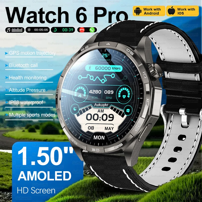 

2025 New Brand Watch 6 Pro GPS Outdoor Sports Smart Watch Men Full Touch Screen Health Test Voice Call Waterproof SmartWatches
