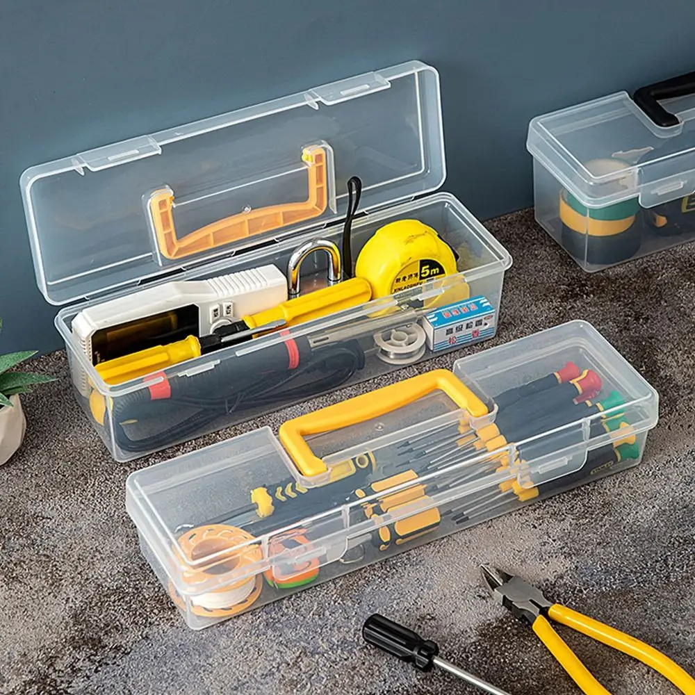 Portable Transparent Hardware Tool Box Multifuntional Empty Toolbox Plastic Parts Box Tool Organizer Household Tool Storage Box