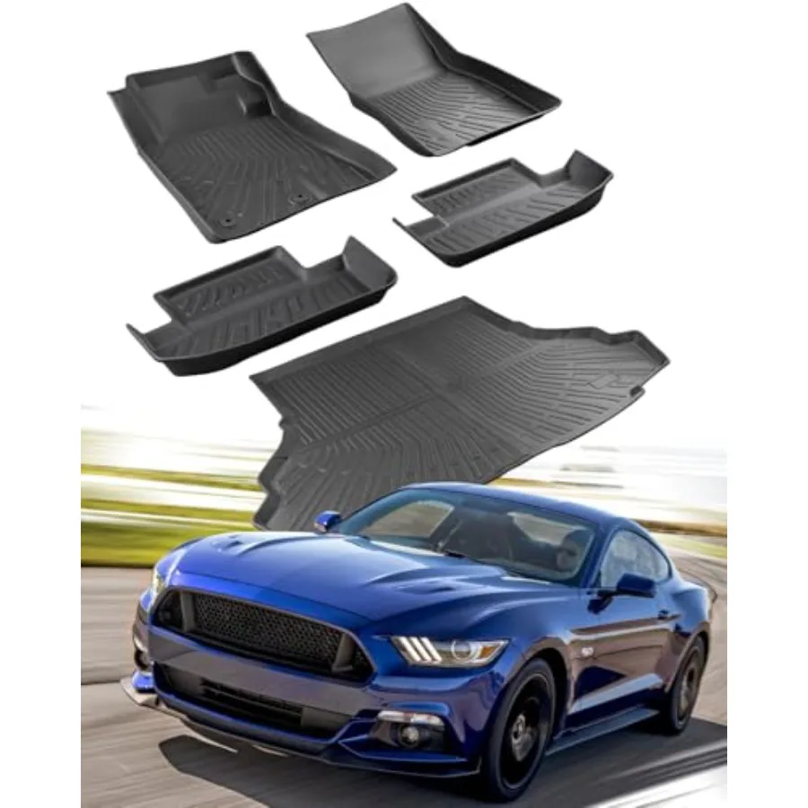 

Full Set Floor Mats Cargo Liner for Mustang 2015-2026 Premium Rubber Black Waterproof and Non-Slip 5PCS Complete Protection