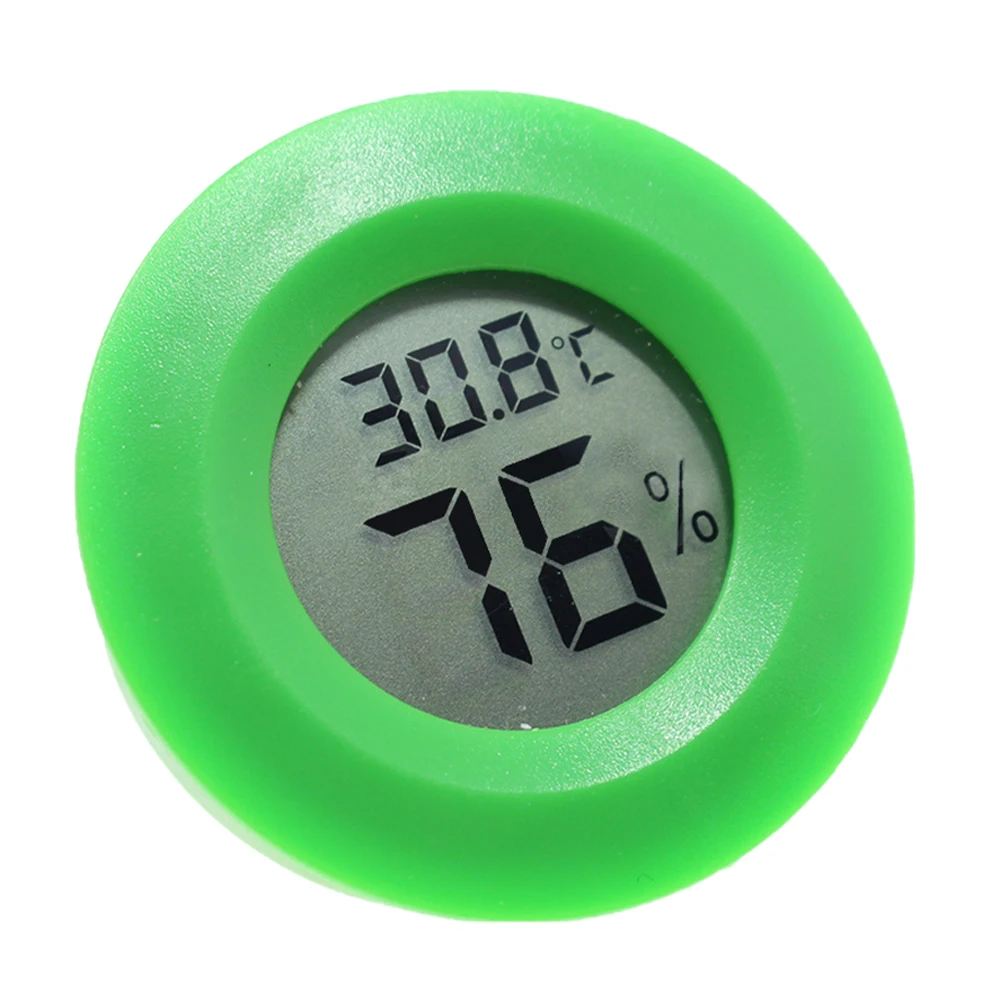 

1pc Green Digital Temperature Humidity Meter Round Thermometer Hygrometer Celsius Wall Mount Home Office Indoor Monitor
