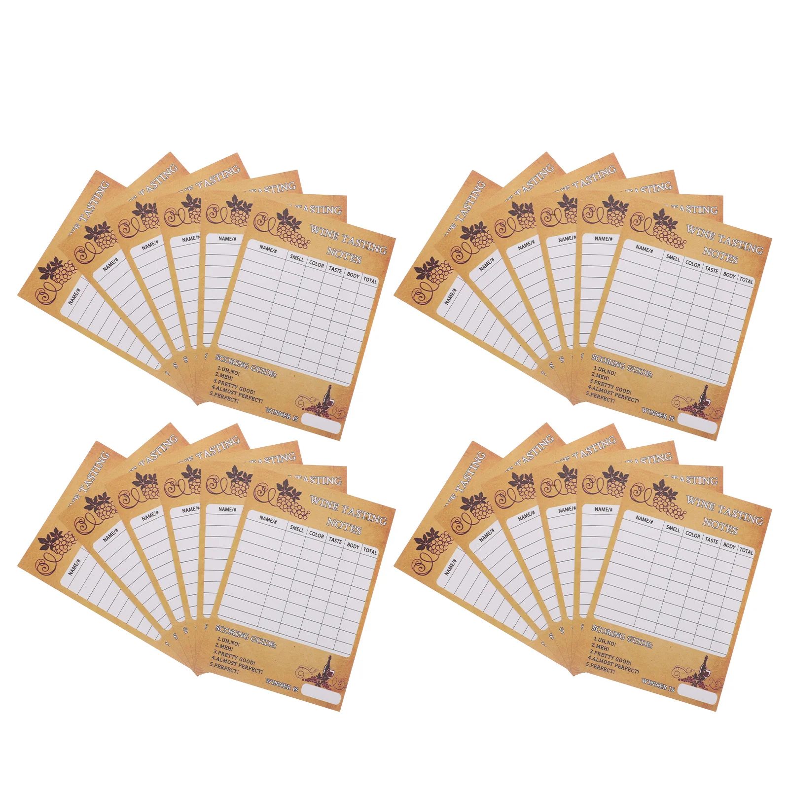 

30pcs Wine Tasting Score Cards 18X12.6Cm Professional Flavor Analysis Record Sheets For Events Parties Competitions Log Tracking