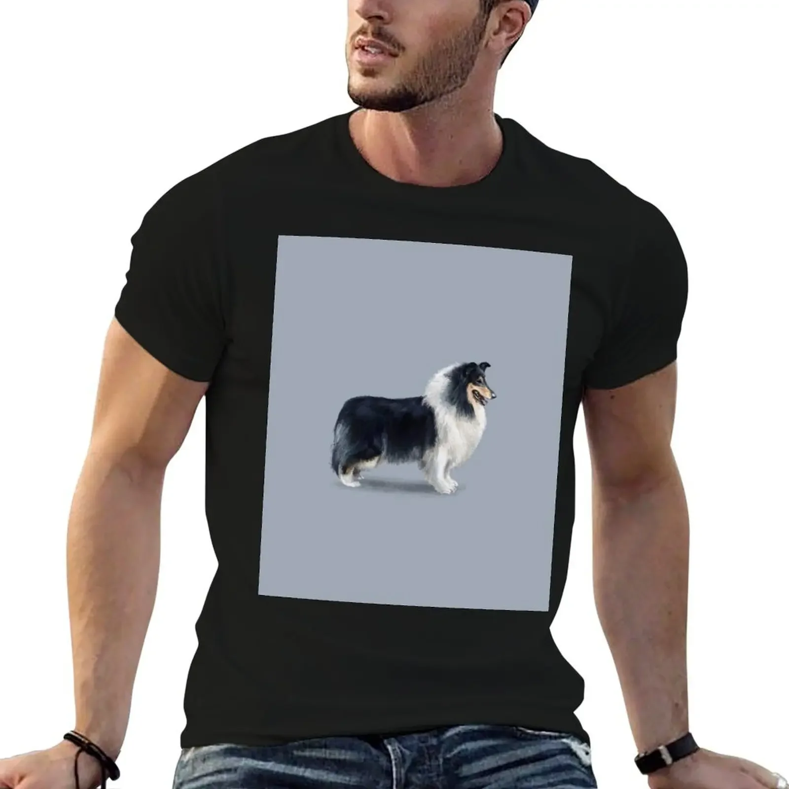 Tri Coloured Rough Collie T-Shirt customs oversized Men's clothing