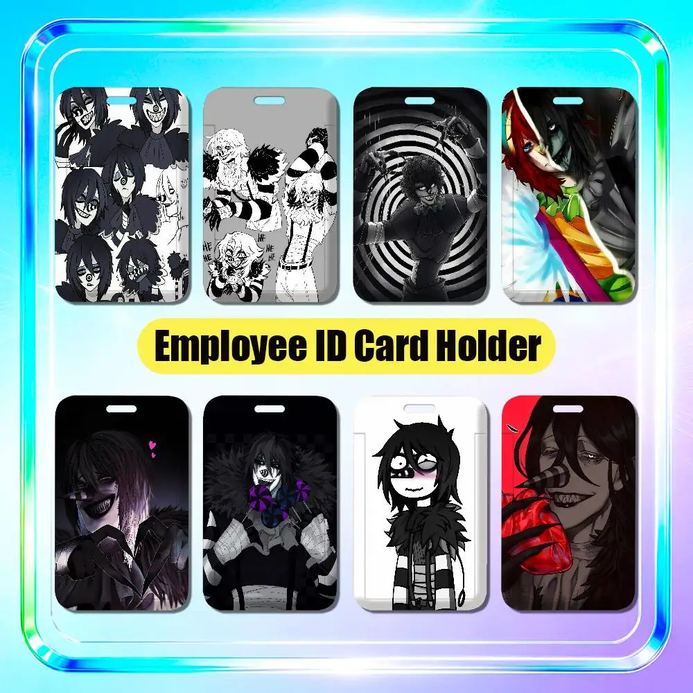 For Creepypasta Laughing Jack Employee ID Card Holder Office Badge Student Work Bank Credit Holders Hard Case Shell