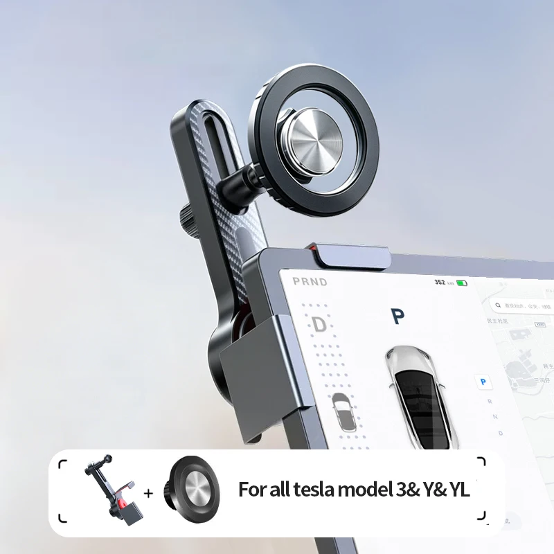Handyhalterung für alle Tesla Model 3 Y Highland Juniper mit stärkerem Magnet 360° ° Drehbarer Auto-Stützfußhalter Zubehör