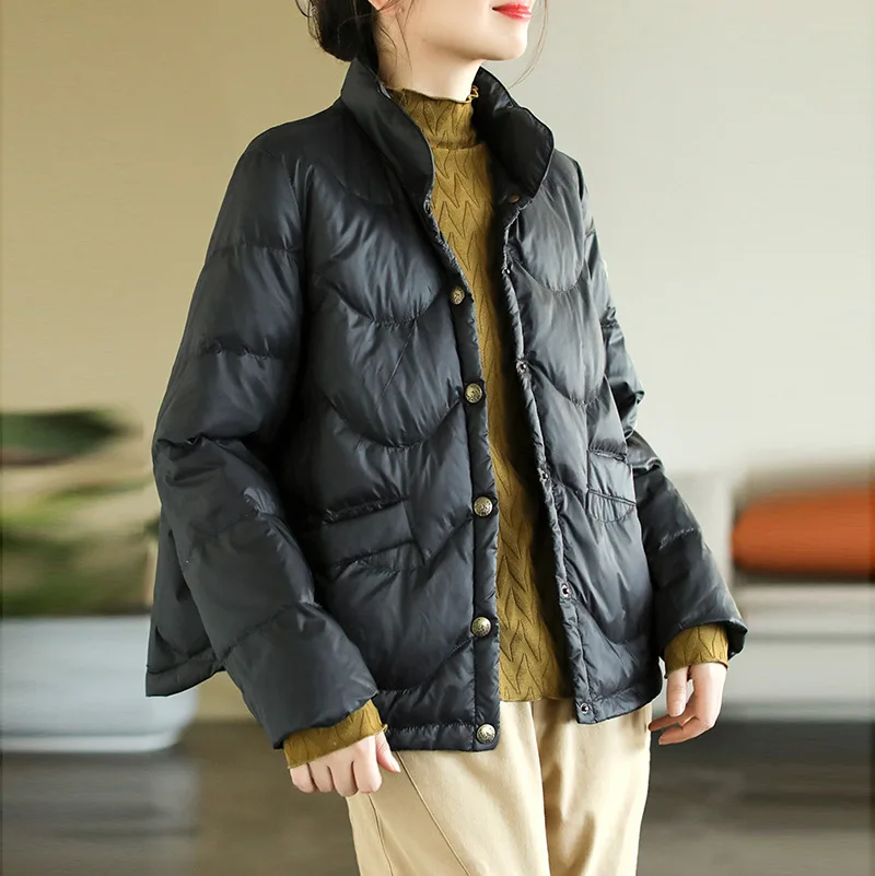 Autumn and Winter Retro New Women's Down Jacket Windproof and Warm Short Jacket