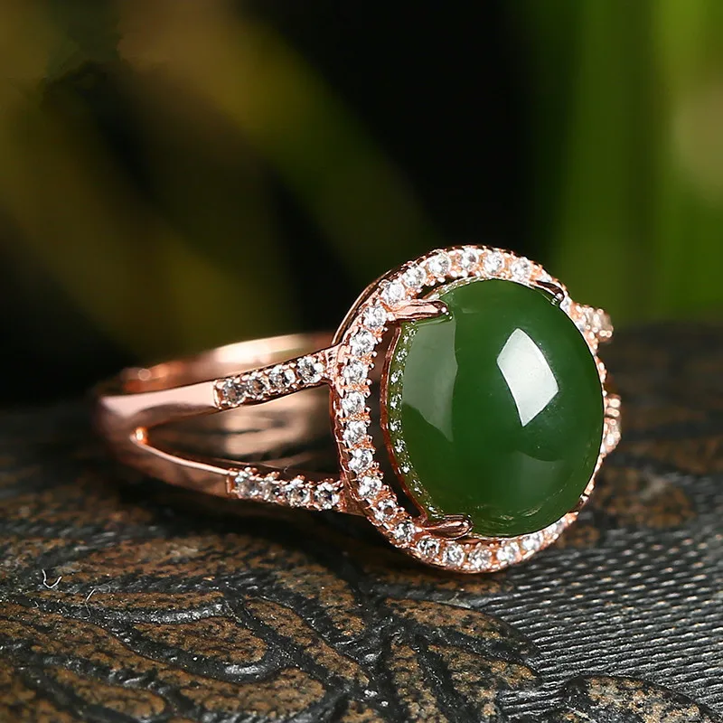 

Женское нефритовое кольцо из стерлингового серебра 925 пробы Xinjiang Hotan с сертификатом