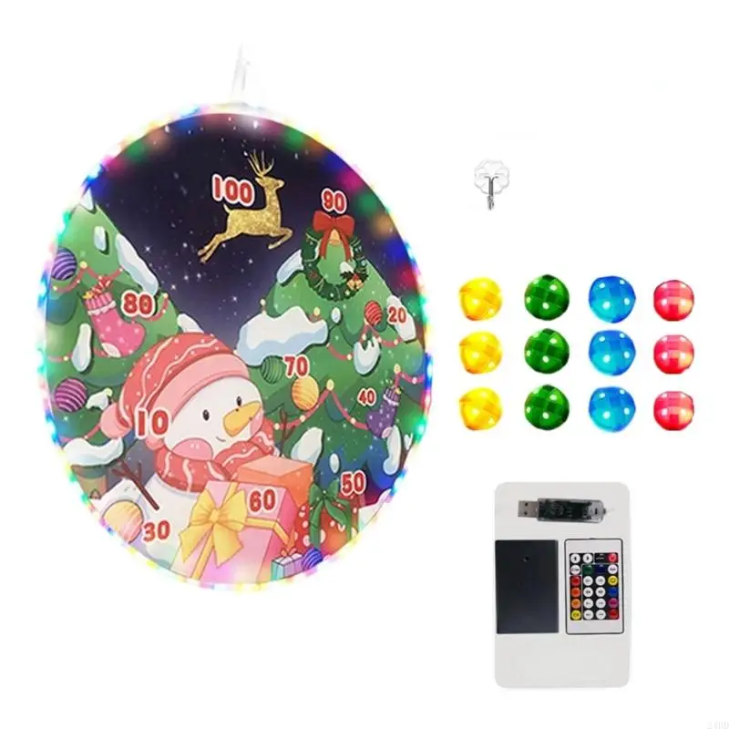 هدية عيد الميلاد للأطفال: لوحة لعب الكرة اللاصقة المضيئة لعبة رمي عيد الميلاد العائلية 24BD #6