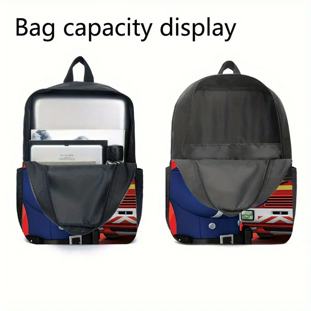 Custom Bag Fireman-Sam 3pcs Backpack Set, Includes Large Capacity Casual Double Shoulder Backpack, Pencil Bag And Lunch Box, Ele