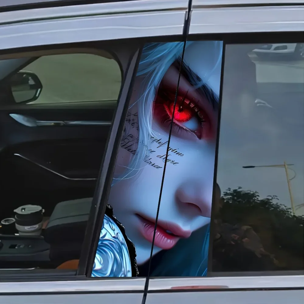 2 Cool Women Eye Stickers for External B-Pillar Accessories Fantasy Theme Glossy Surface Self-Adhesive Single Use