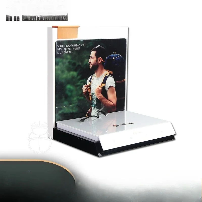 

Rechargeable anti-theft audition experience earphones, display stand, earphone display stand