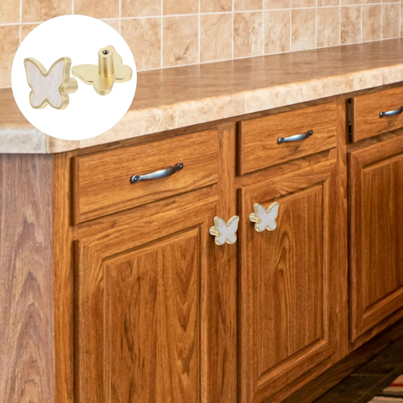 

2pcs Single Hole Butterfly Handle Zinc Alloy Cabinet Knobs Drawer Pulls Dresser Hardware Smooth Elegant Minimalist Design