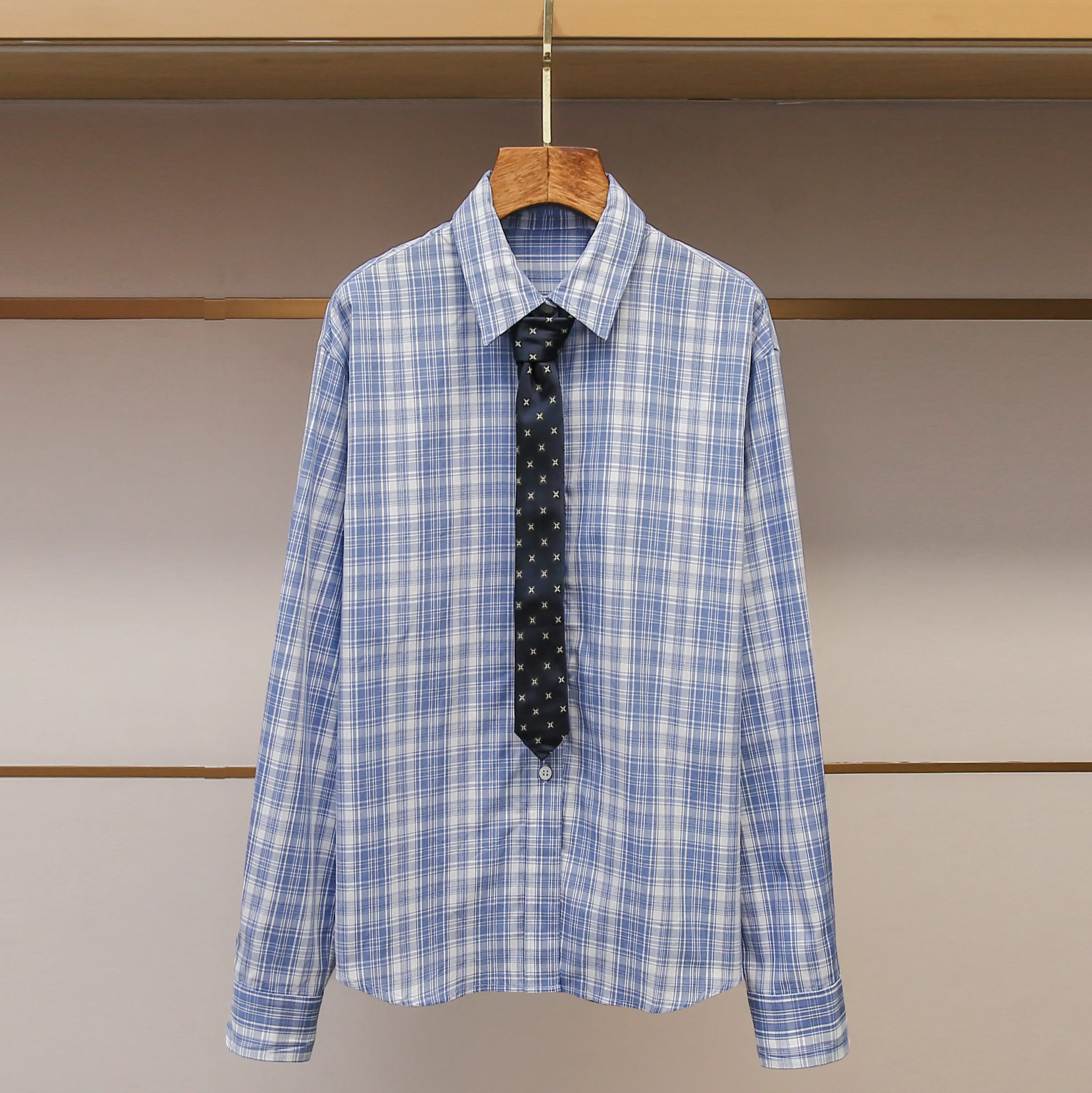 

Повседневная синяя блузка с длинным рукавом в модном студенческом стиле, женская премиум-одежда South Oil, новинка осени 2025, топ