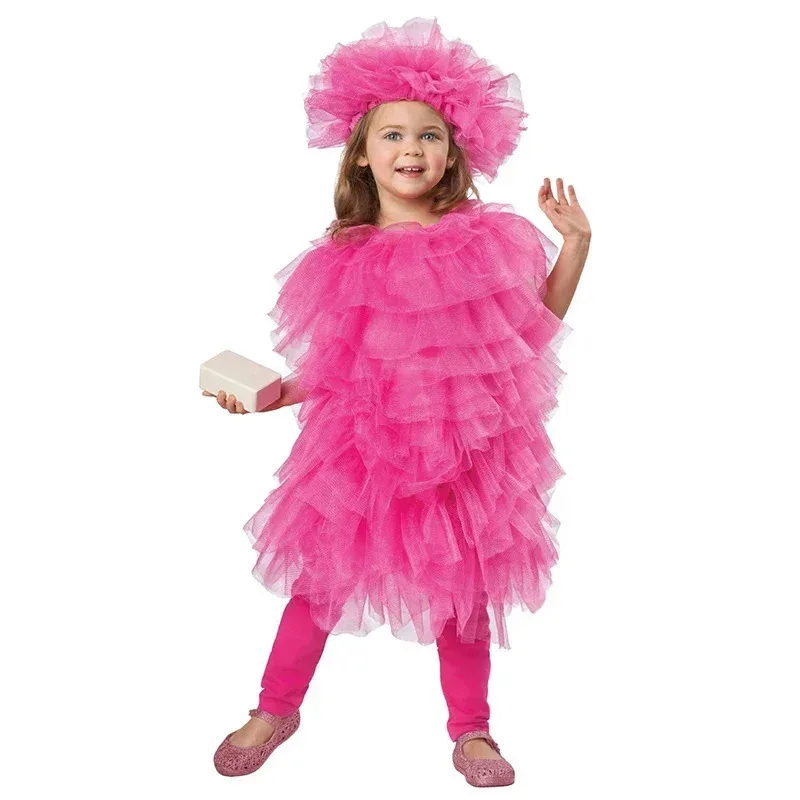 ผู้ใหญ่สีฟ้าอาบน้ํา Loofah ชุดแฟนซีแม่ครอบครัวฮาโลวีนคอสเพลย์น่ารักสีชมพู Loofah เครื่องแต่งกายสําหรับเด็กวัยหัดเดิน