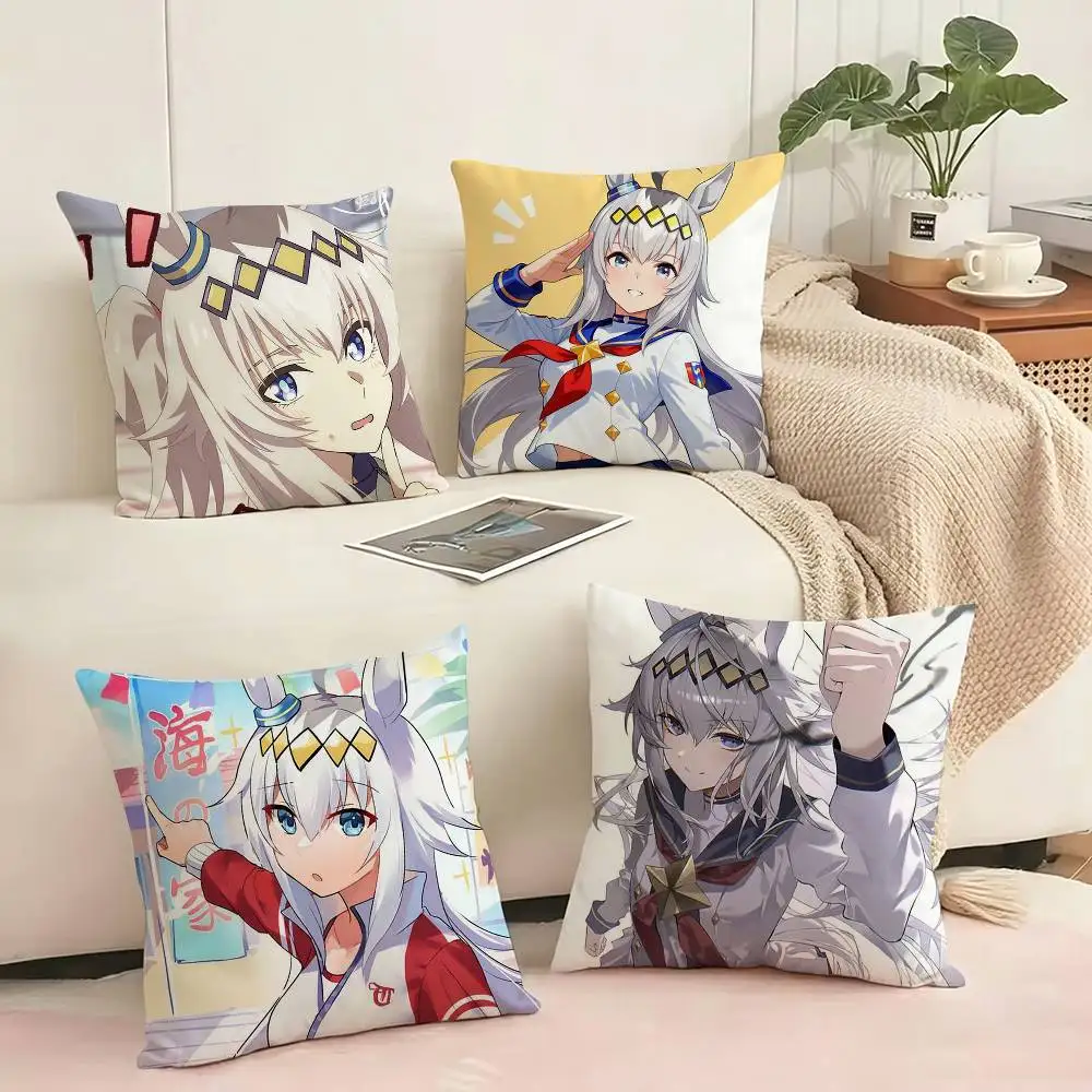 Oguri Cap Pretty Derby  Pillow Case Square Double-Sided Sofa Cushion Cover Bedroom Bedside Pillow Gift