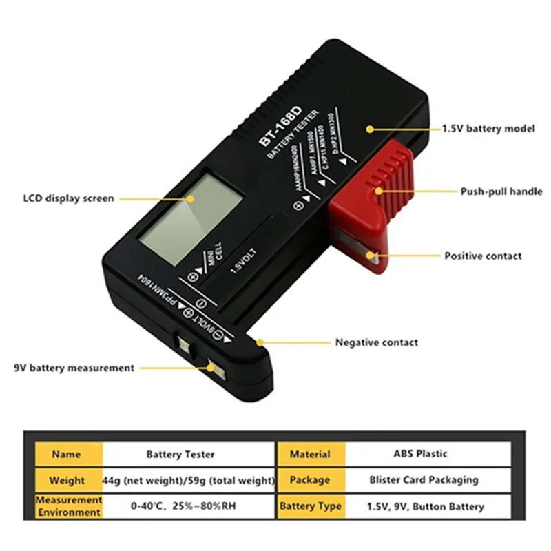 BT-168 PRO 168D Digital Battery Capacity Tester Tools Universal Battery Tester Battery Capacity Tester Battery Testing Tools