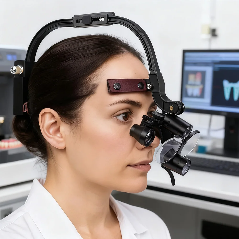 TTL Electric Dental Magnification Loupes 2.5X 3.5X Binocular Prismatic with Light CE Certified