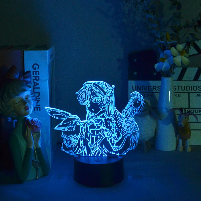 3D LED Anime Game Overwatch DVA  Lamp Fantastic Cute  Acrylic Night Lamp Gift Desktop Room Decor