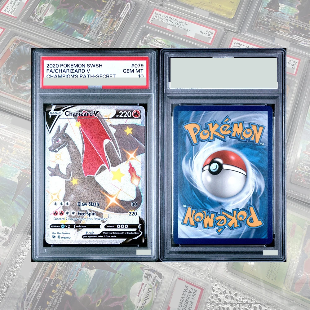 Diy proxy ptcg cartão de coleção classificado 2020 swsh fa charizard vmax 074/073 caminho do campeão segredo gem mt10 etiqueta holográfica presente