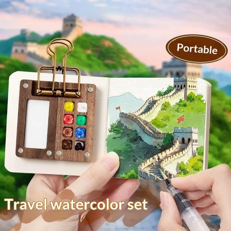 Mini Pocket Watercolor Palette 8/15 Compartment Portable Artist Paint Tray With Clip For Outdoor Sketch Painting