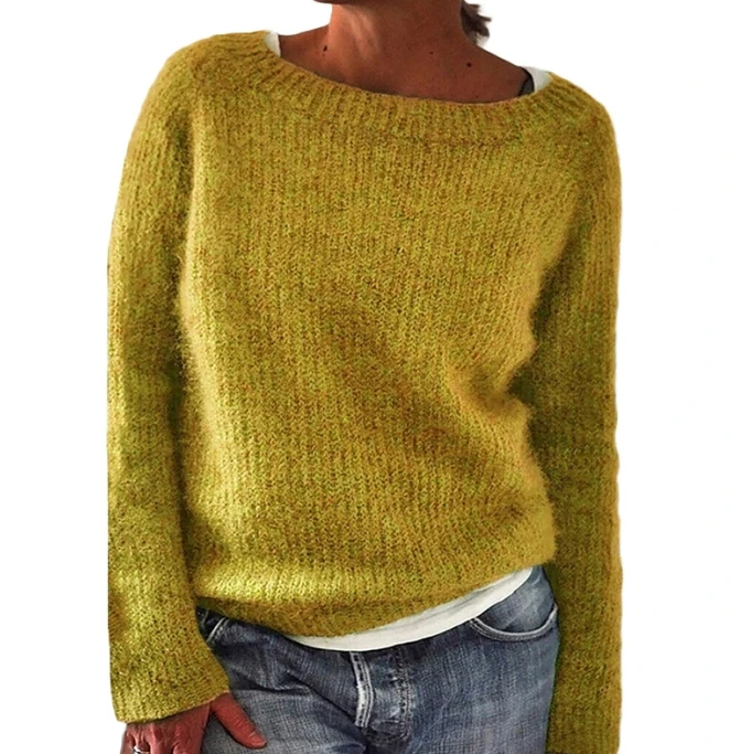 

Women's Sweater 2024 Autumn Fashion Solid Color Versatile Casual Round Neck Long Sleeved Slim Daily Pullover Knitted Sweater