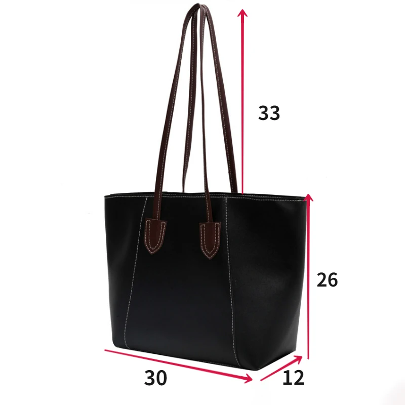 TRAVEASY 2024 Large Capacity PU Leather Bucket Tote Bags for Women Fashion Solid Color Zipper Female Shoulder Bags Armpit Bag