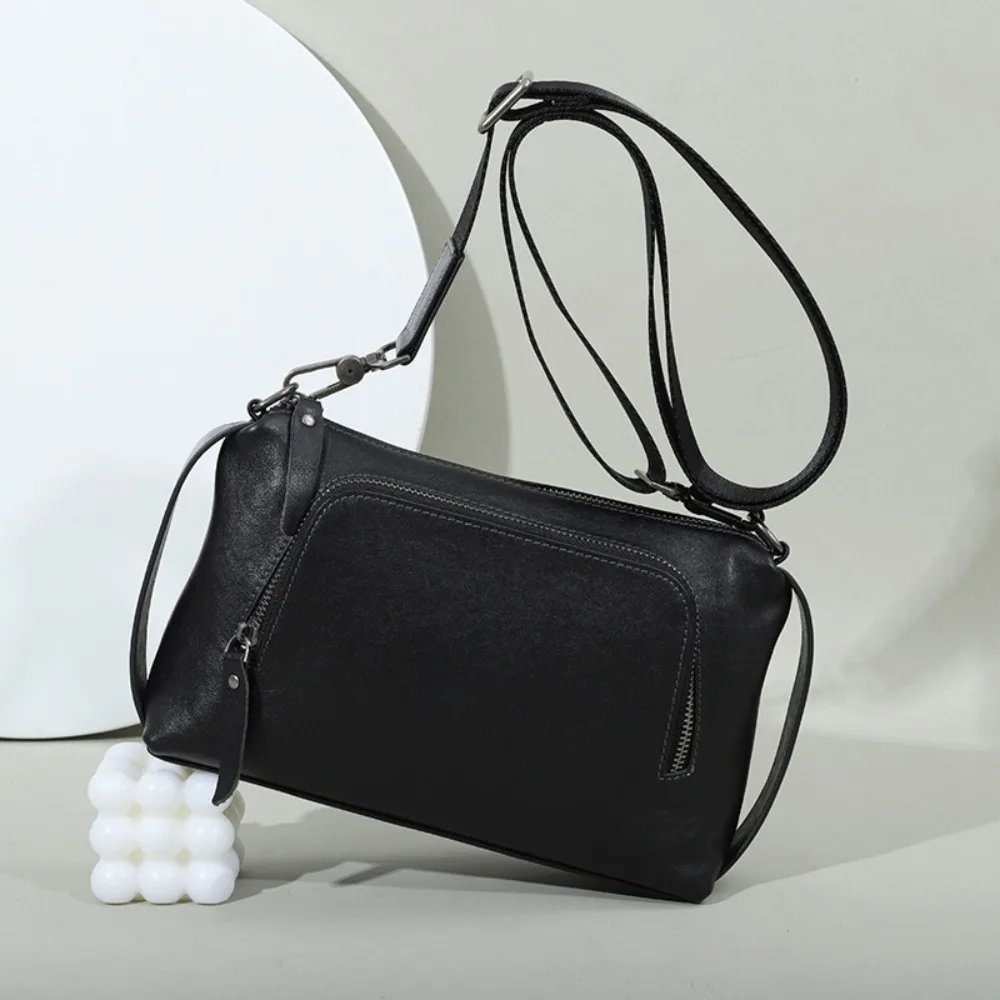 

New Shoulder Versatilefashion High-end Leather Trendy High-end Simple Men's Bag First Layer Cowhidesatchel Men's Portable Travel