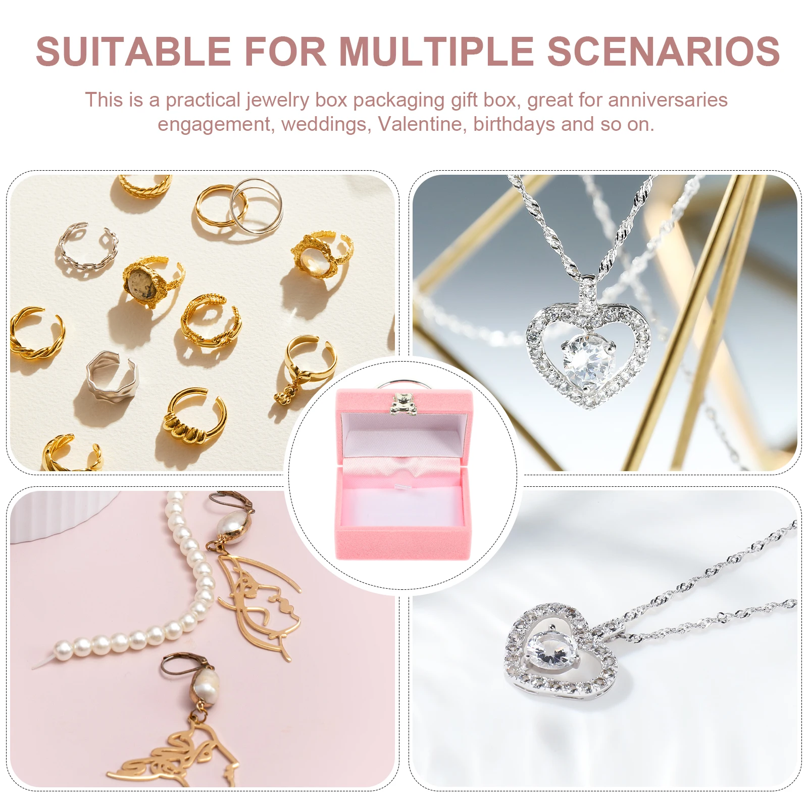 

Flocking Ring Box Lightweight Jewelry Storage Mini Suitcase Gift Engagement Proposal Holder Necklace Earring Packaging