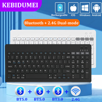Tri-Bluetooth 5.0 Keyboard Mini 2.4G Wireless Keyboard Rechargeable Silent Gaming Keyboard For Laptop Tablet Android iOS Windows