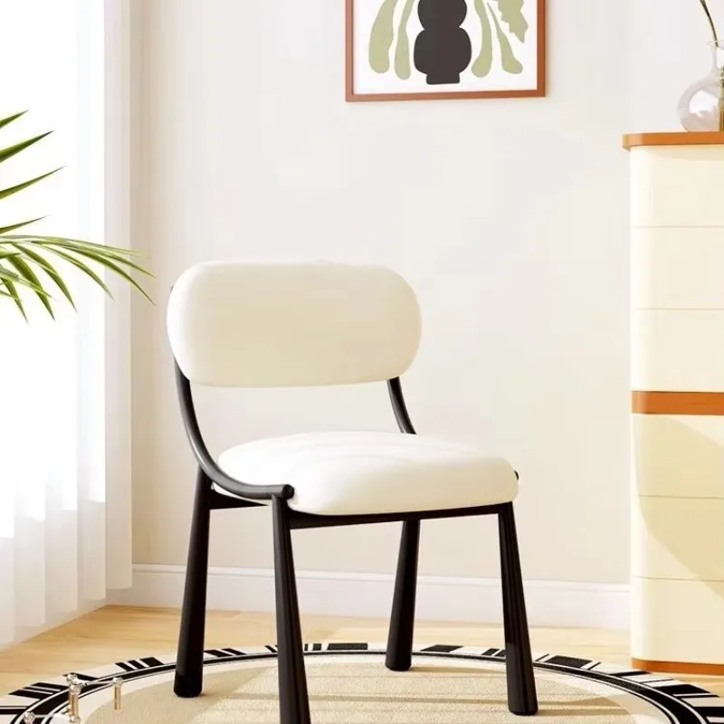

Dining chair, home, modern, Nordic, designer, light luxury, restaurant, small apartment, backrest, simple cream