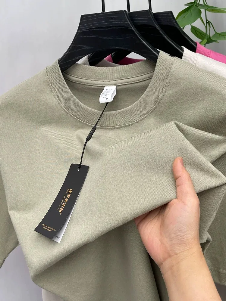 تي شيرت قطني 100% بأكمام قصيرة تي شيرت رجالي صيفي فضفاض كوري بلون سادة كاجوال مريح يسمح بمرور الهواء برقبة دائرية #2