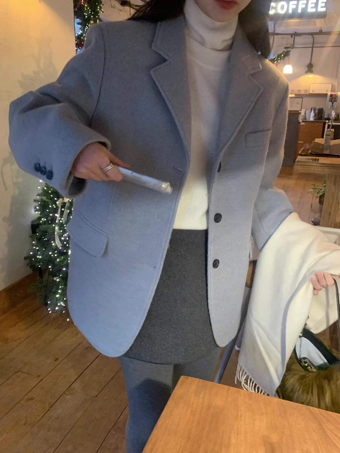 

Ele шерстяной костюм Jaet, женский свободный повседневный цветной зимний новый модный костюм для поездок на работу, длинный свеч на пуговицах