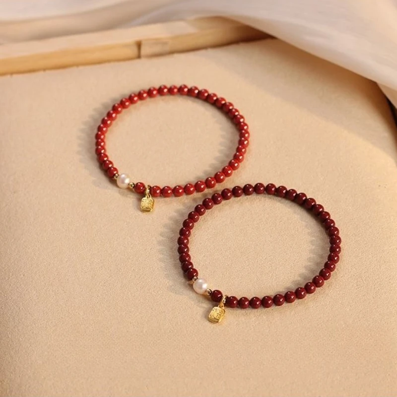 

Новый браслет из натуральной необработанной руды киновари, изысканные ювелирные изделия в стиле ретро в этническом стиле