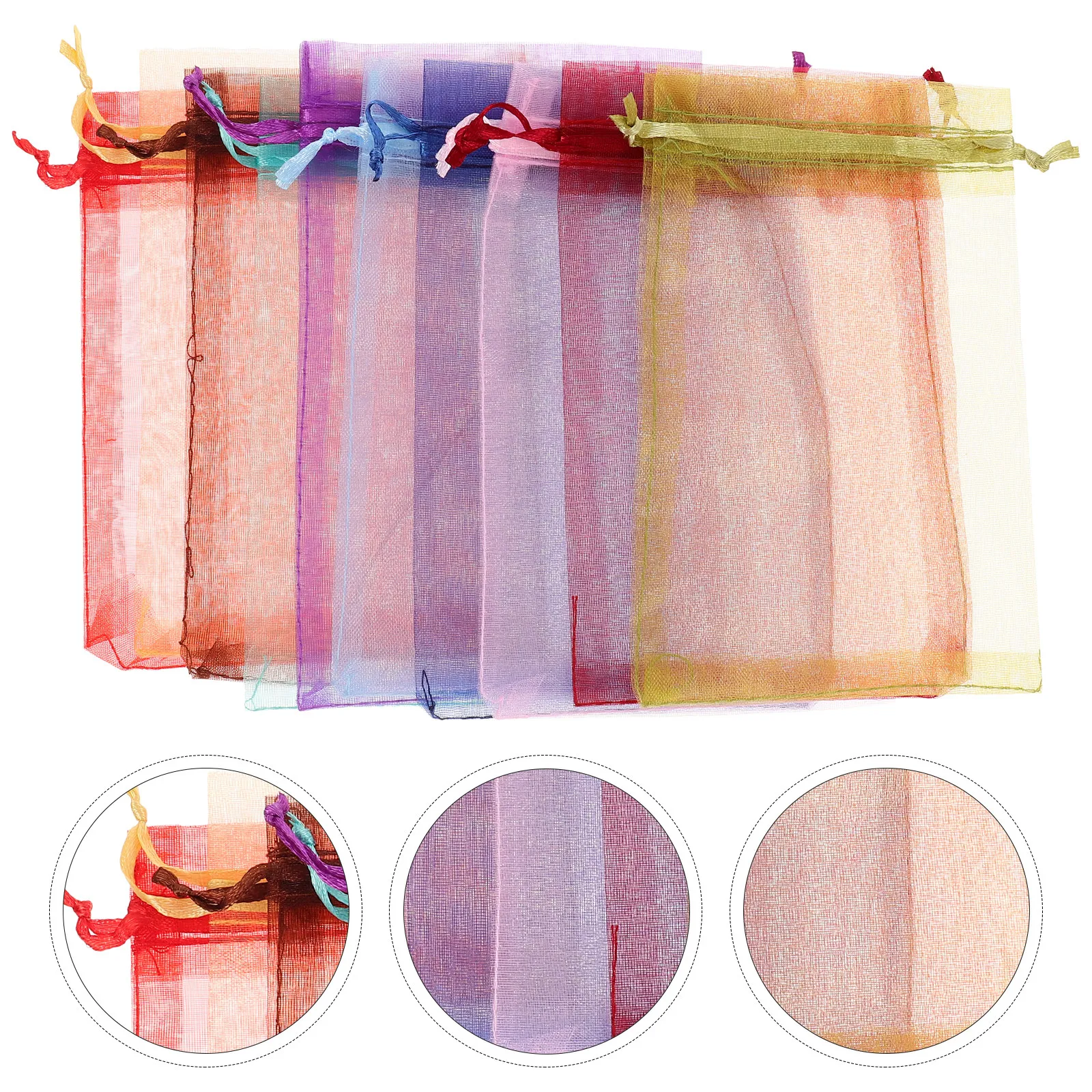 

100Pcs Organza Jewelry Packaging Bags Drawstring Closure Gift Pouches for Rings Earrings Necklaces Party Favor Storage