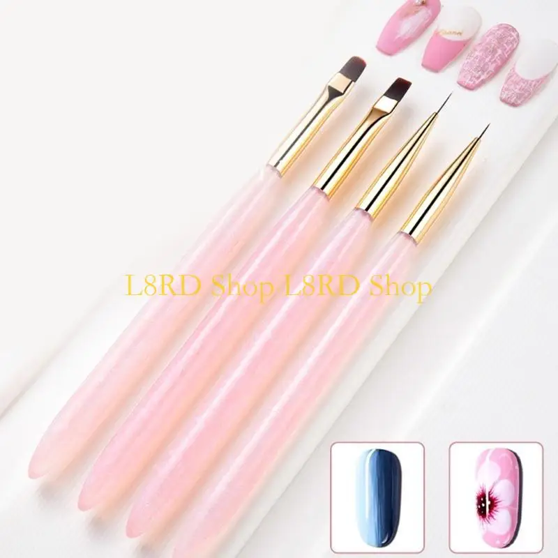 L8RD 4pcs Nails Art Brushes Set Polish Painting Tools for Fingernail Linerand DottingSuitable for Beginners and Experts