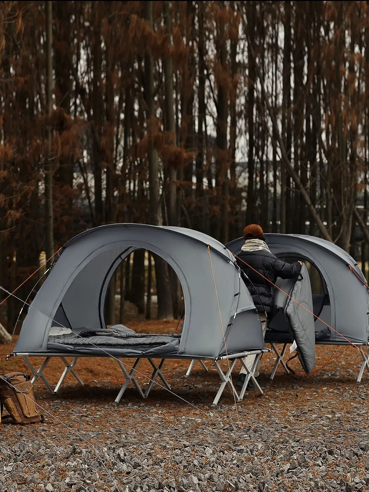 SoBuy OGS60-HG Feldbett mit Zelt Wurfzelt Feldbett 4in1-Zelt mit Campingliege Schlafsack Matratze und Zubehör Zelt