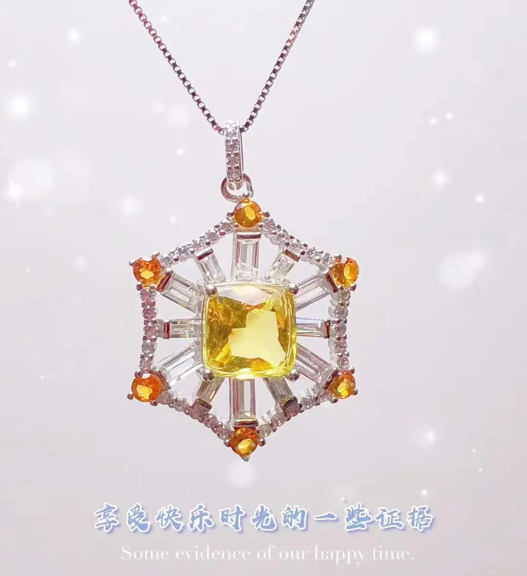 Natural Mexican Blue Amber Silver Pendant - Octagon Symmetrical Shape Faceted Square Gemstone Jewelry Gift for Women