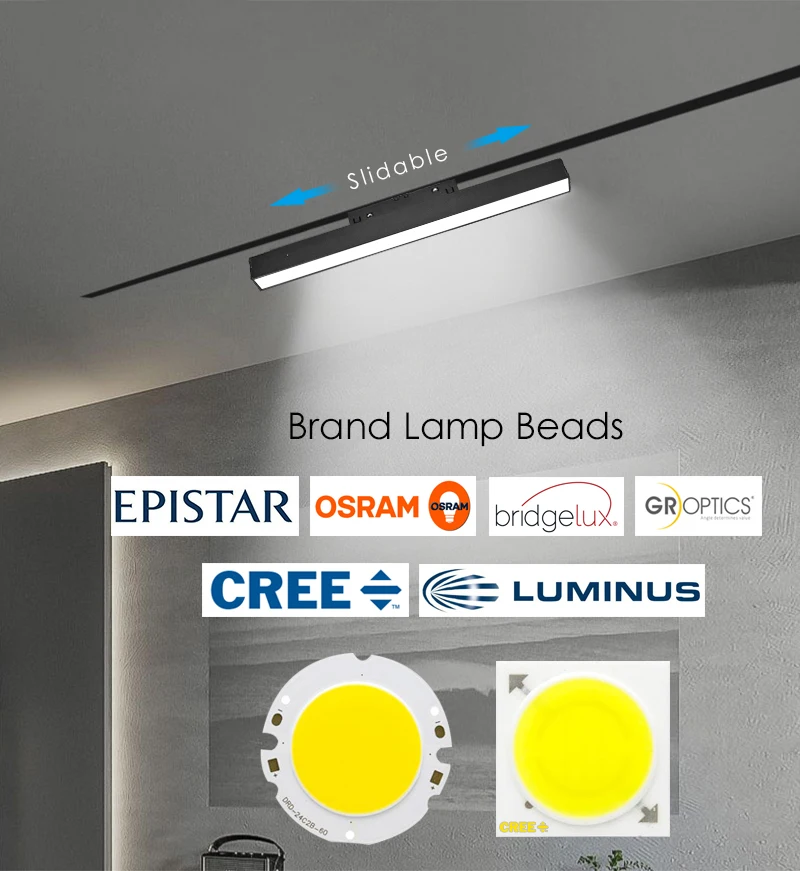 Surface Recessed Magnetic Track Rail Lamps Led Floodlight Lighting System 10W 20W 30W 40W Linear Led Magnetic Track Flood Light