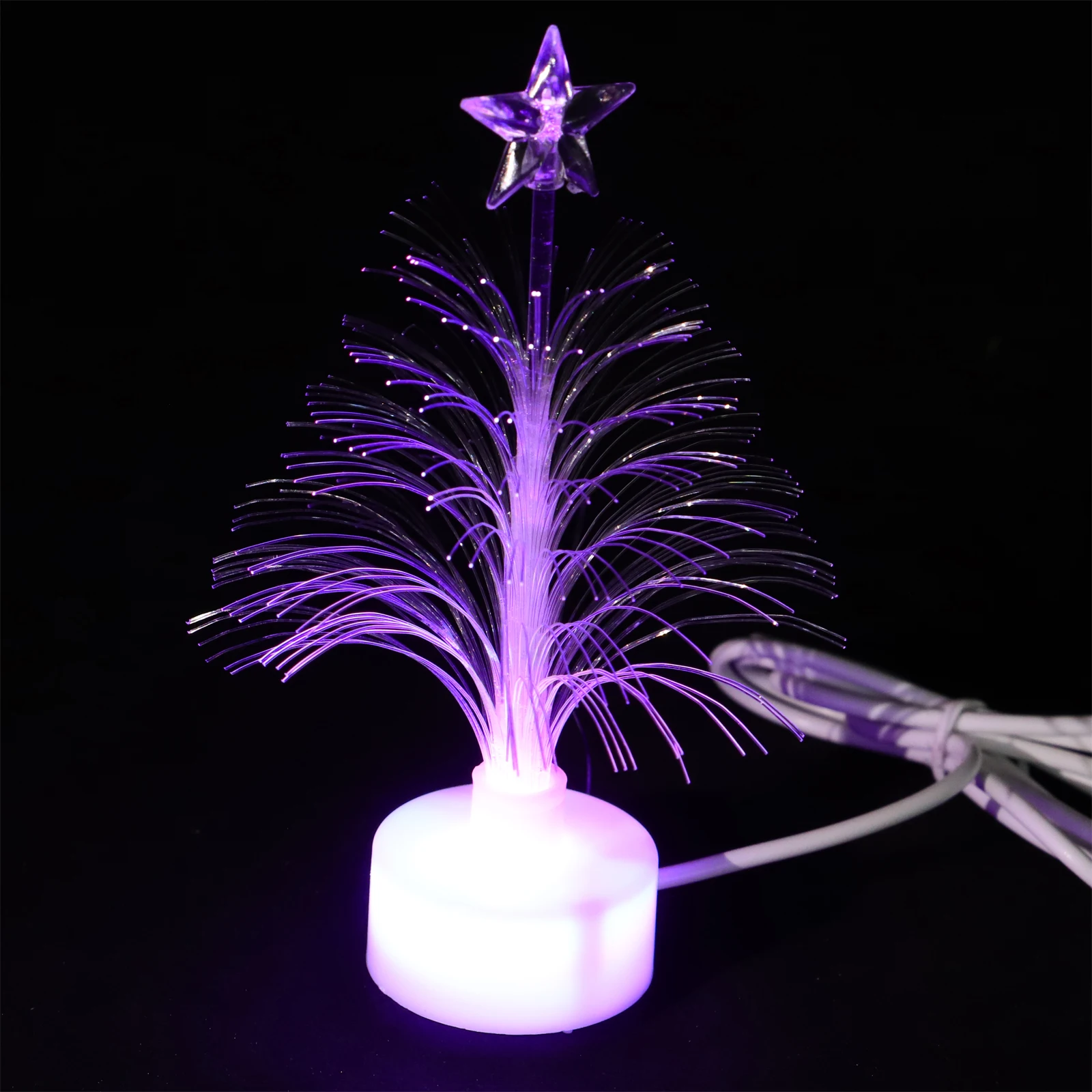 LED Mini Night Lights Christmas Tree Colorful Lights USB Color Changing Fiber Optical Night Light Xmas Party New Year'S Decor