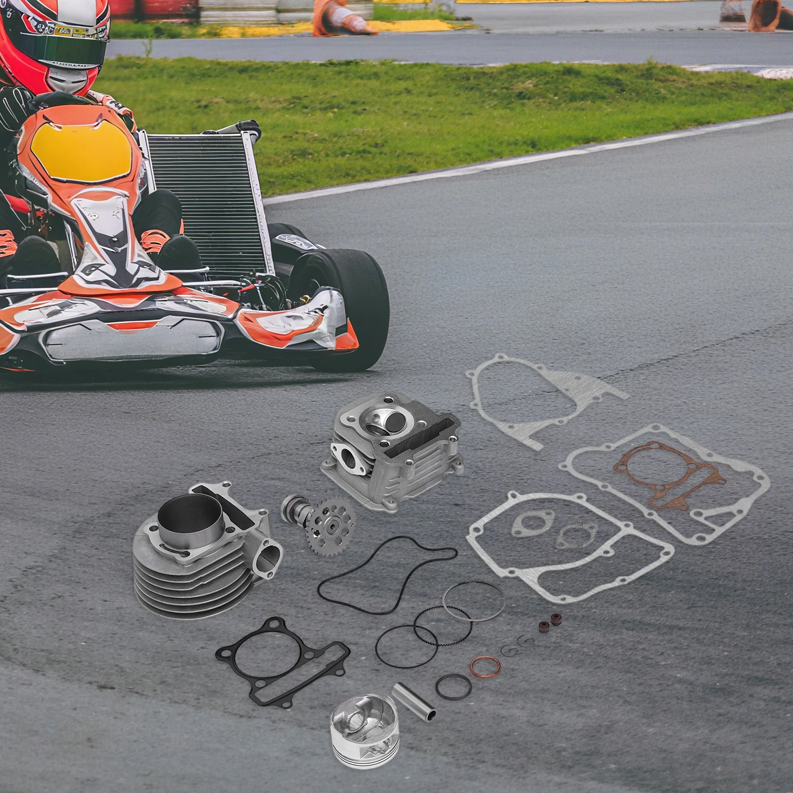 [مجموعة أسطوانات GY6 150cc مقاس 61 مم] مجموعة أسطوانات GY6 150cc مقاس 61 مم - معدن - للدراجة الرباعية ATV - متينة مطورة