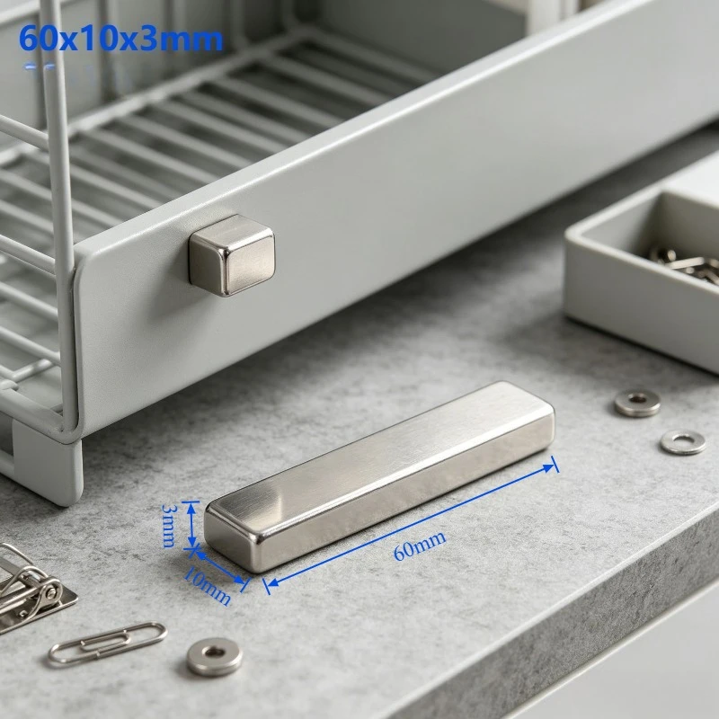 60x10x3mm Rectangular Strip Rare Earth Neodymium NdFeB Permanent Magnet for Handmade Crafts Home Decor Fridge Industrial Fixing