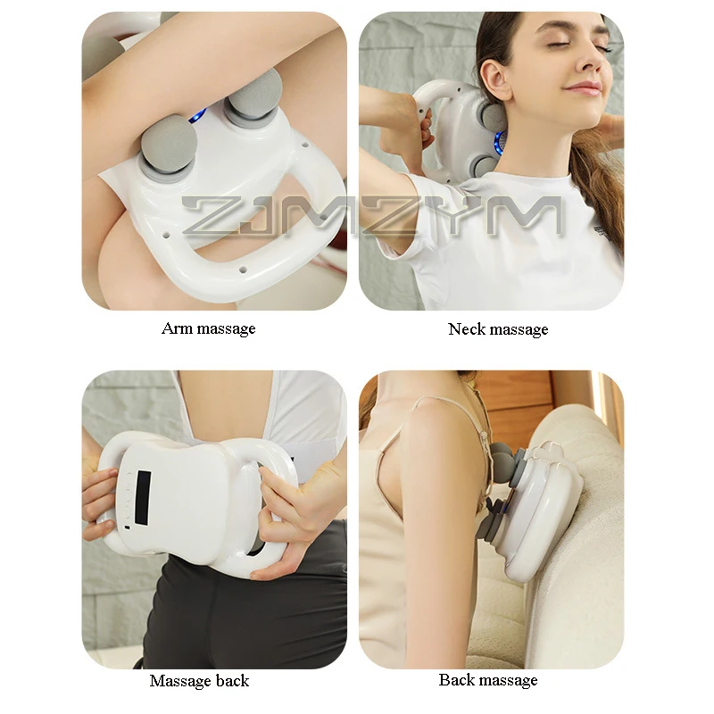 آلة تدليك محمولة بأربعة رؤوس، محمولة خفيفة الوزن، مدلك عضلات الأنسجة العميقة، مسدس تدليك الكتف والعجل