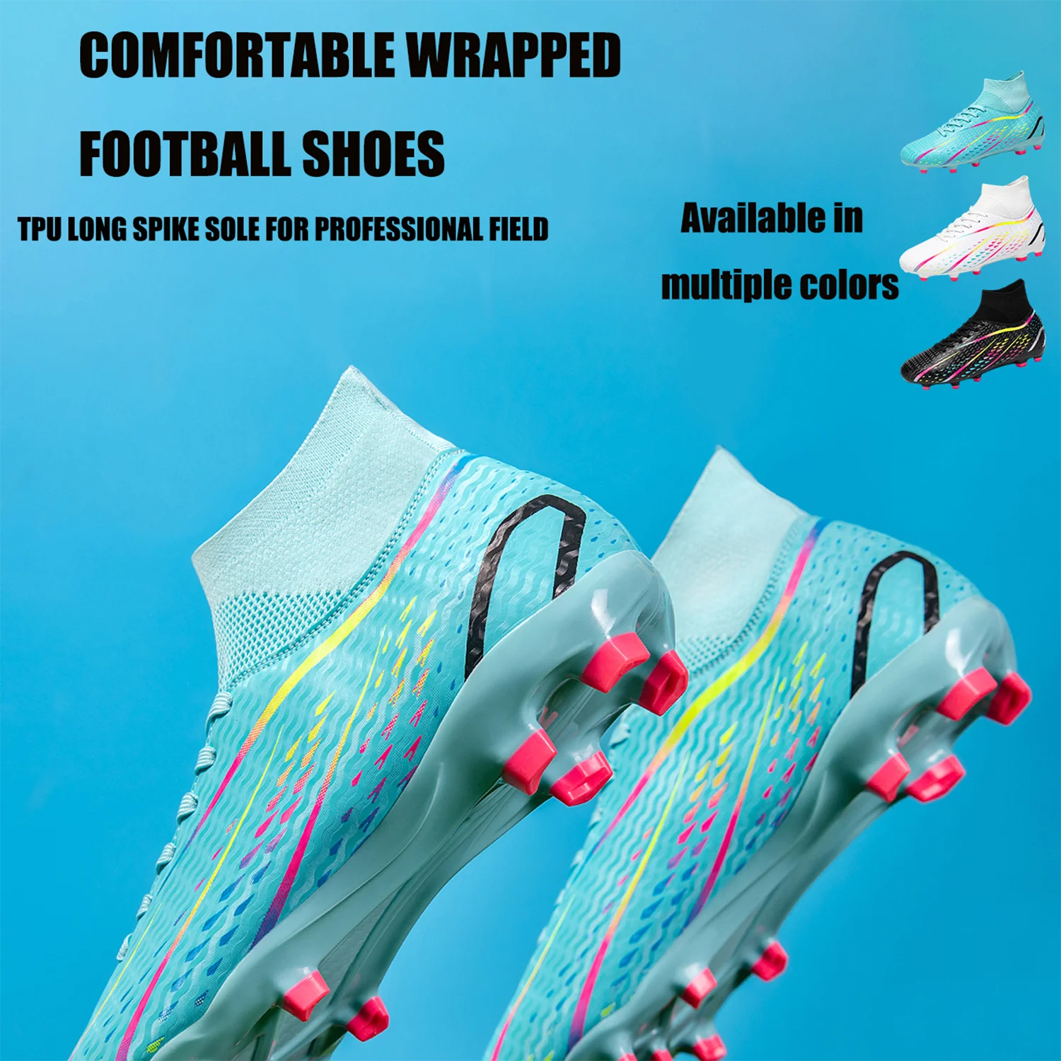 Men's Breathable FG/AG Long Nail Suitable for Training and Competition, All Season universal anti Slip Sports Football Shoes