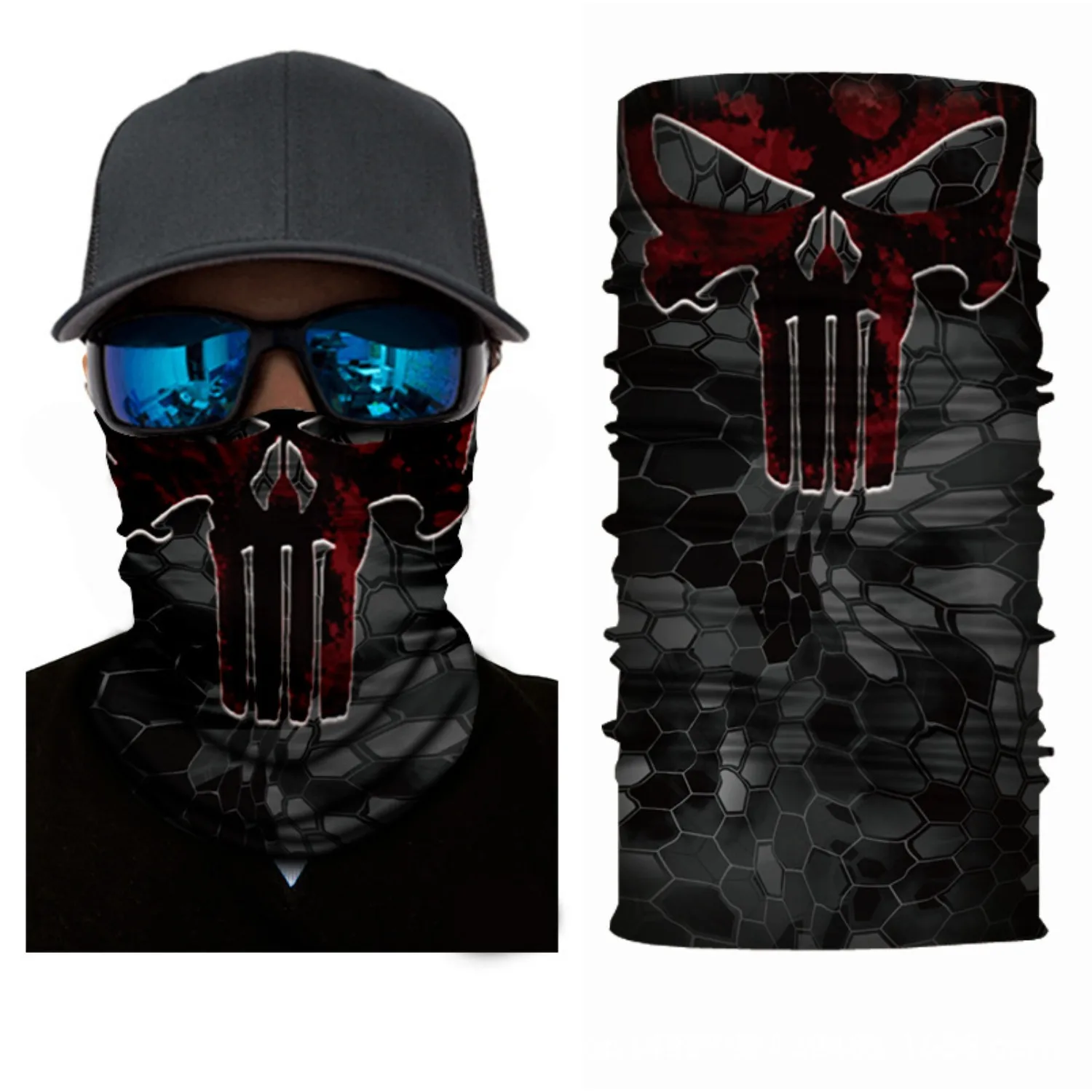 Skull Print Sports Outdoor Neck Sun Protection Cycling Mask Neck Seamless Magic Scarf Multifunctional Balaclava Headgear Bandana