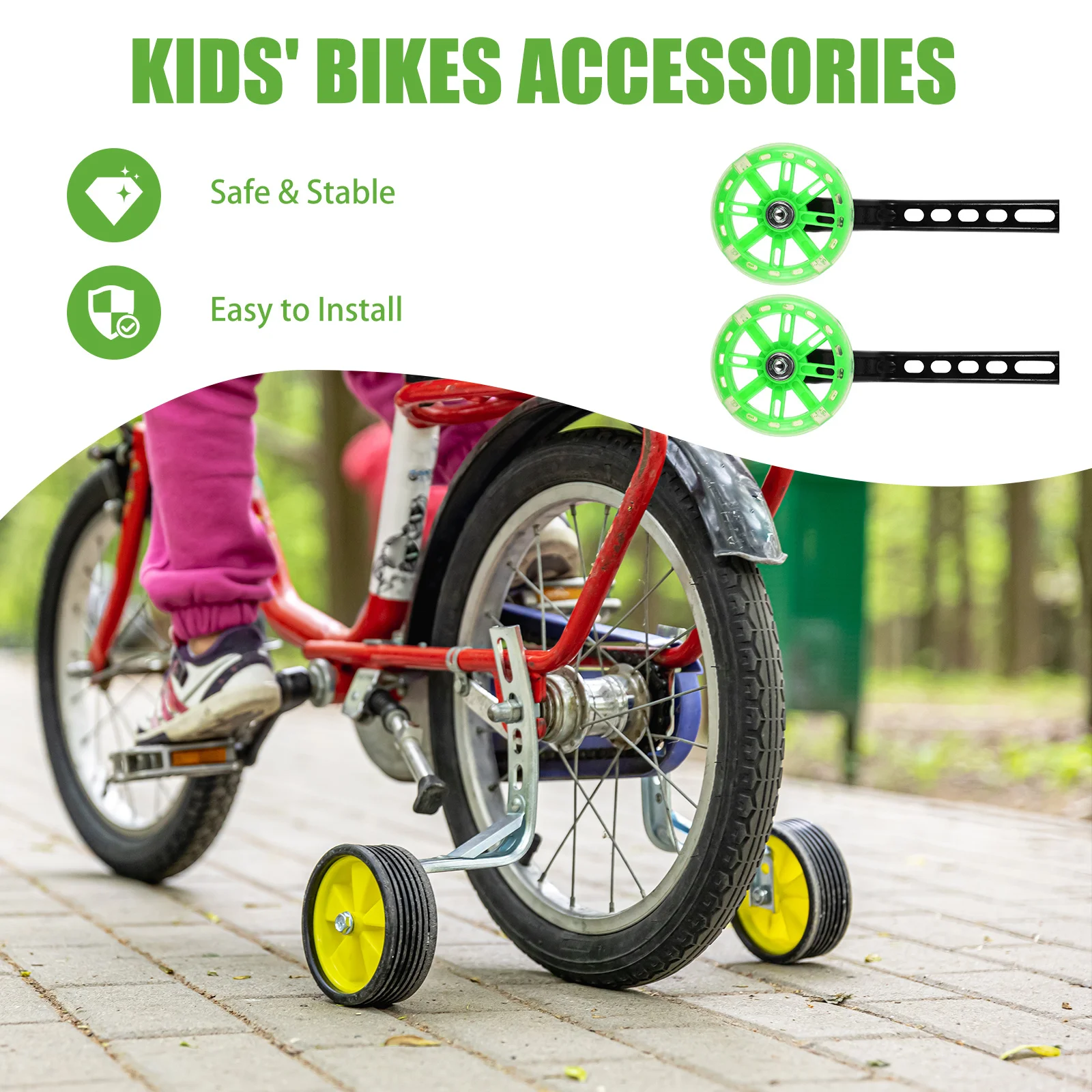 

1Pair Training Wheels Heavy Duty Stable Adjustable Bike Balance Wheels Wear-Resistant Auxiliary Replacement Bike