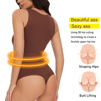 Bodysuits Sexy Sleeveless Crew Neck Shapewear Thong for womens Waist Trainer Tanks Tops Slim Tummy Control Body Shaper 4 Bodysuits Sexy Sleeveless Crew Neck Shapewear Thong for womens Waist Trainer Tanks Tops Slim Tummy Control Body Shaper 4