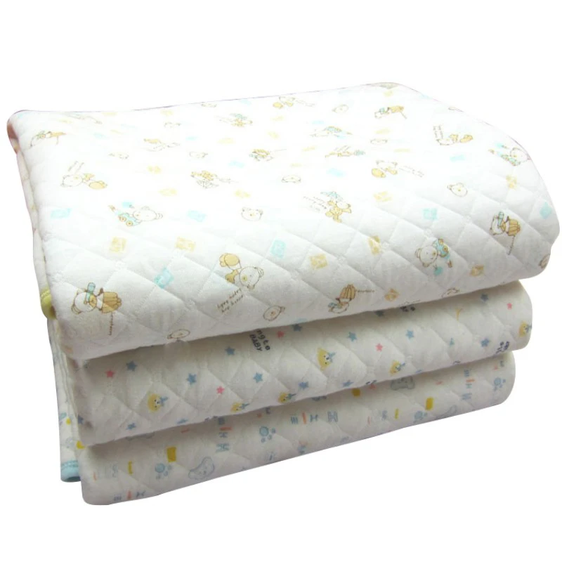 Baby Changing Pad Cute Cartoon Print Cotton TPU Waterproof Layer Mattress Urine Mat for Boy girl 0-2Y Bed Protector Random Color