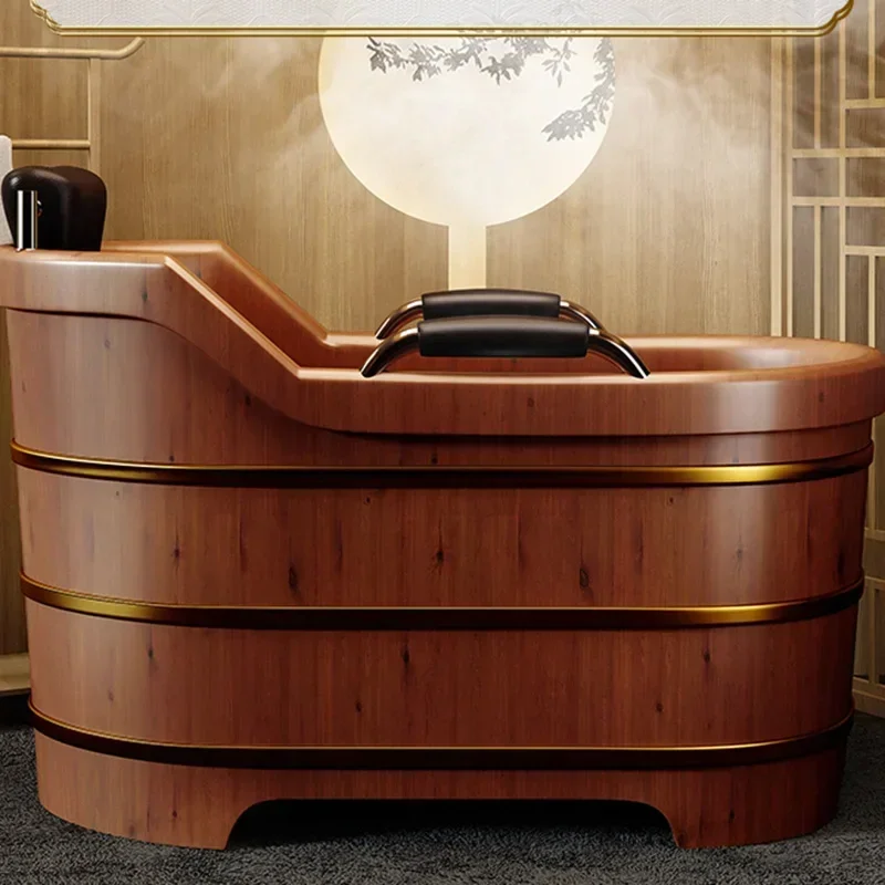 

Bath Adults Spa Wooden Bathtub Tub To Bathe Wood Baby Shampoo Sink Adult Portable Outdoor Swimming Hot Badewanne Outside Shower