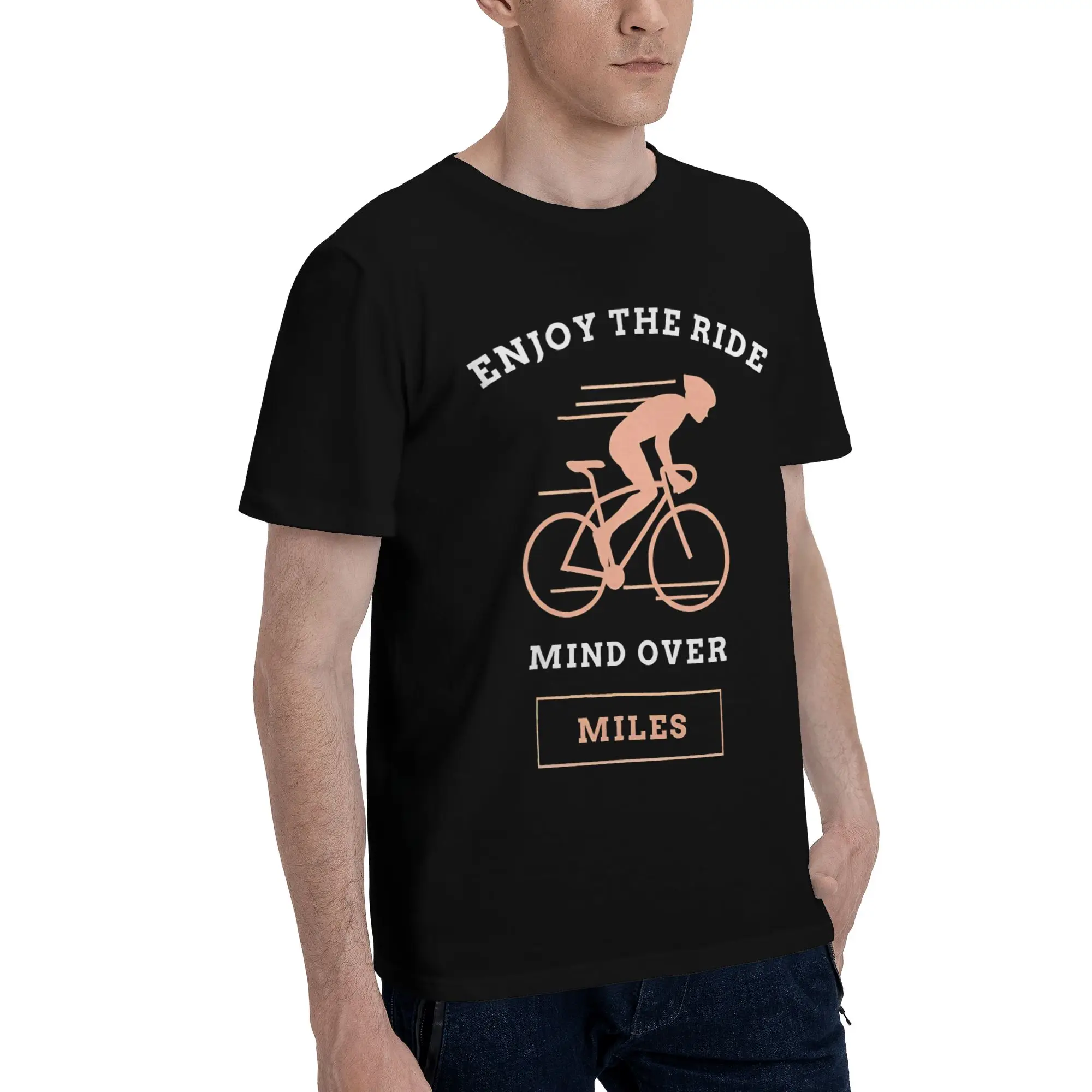 Enjoy The Ride Mind Over Miles Men T Shirts Enjoy Every Bike Tees Short Sleeve Crew Neck Cotton Graphic Printed Clothing T-Shirt