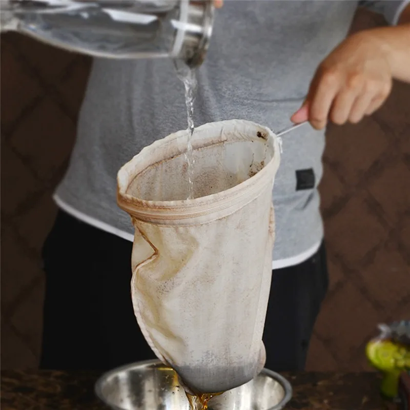 Milk Tea Filter Bags With Handle Coffee Cotton Cloth Strainer Tea Infusers For Loose Bubble Tea Mesh Strainer Colander